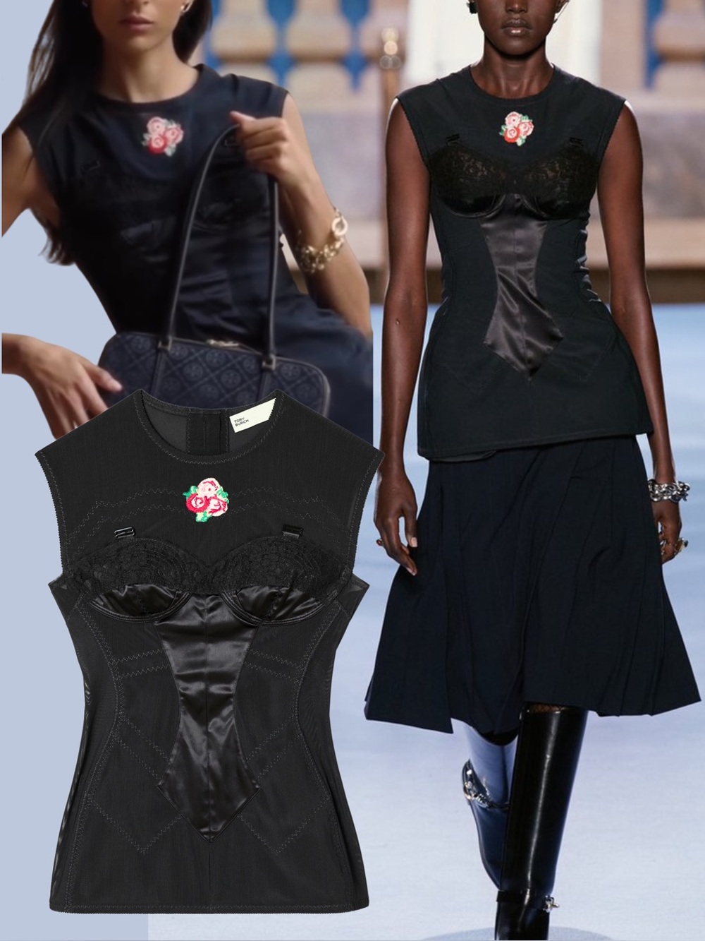 NWT Tory Burch Fall/Winter 2023 Runway Mesh Corset Top - Size 6 Retail $1998